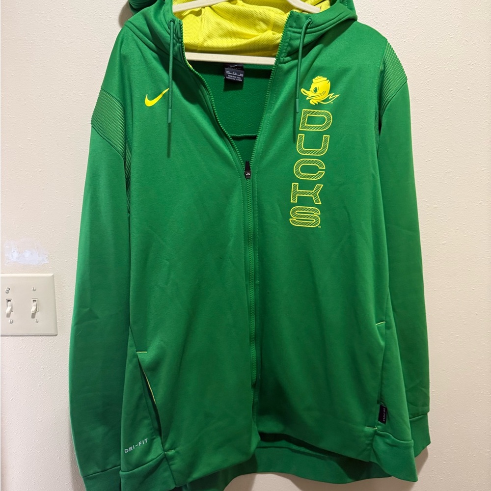 Nike Green and Yellow Dri-FIT Hoodie Oregon Ducks